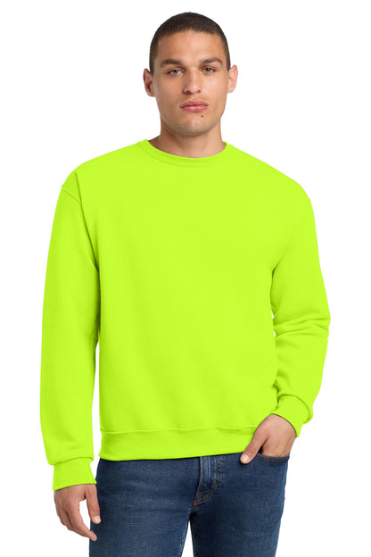 Front View of Safety Green Jerzees - NuBlend Crewneck Sweatshirt. 562M plain