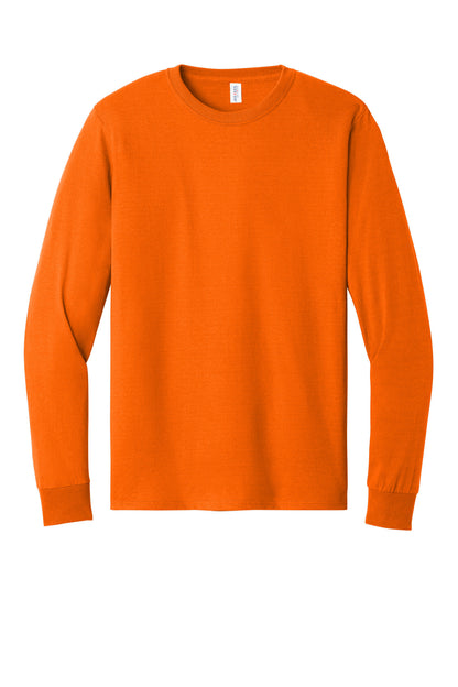 Front View of Safety Orange Jerzees - Dri-Power 50/50 Cotton/Poly Long Sleeve T-Shirt. 29LS plain