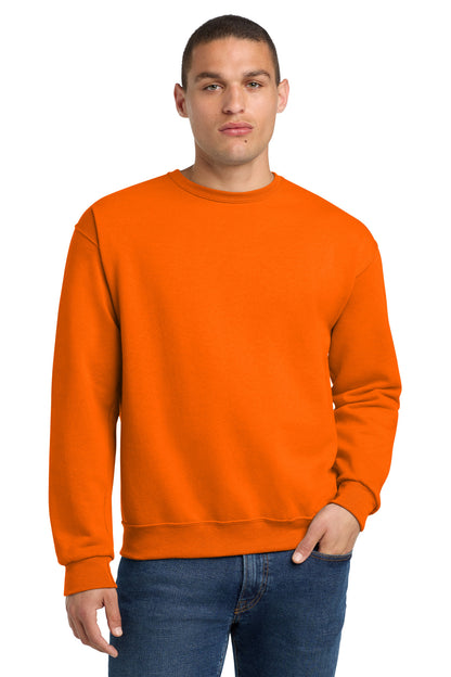 Front View of Safety Orange Jerzees - NuBlend Crewneck Sweatshirt. 562M plain