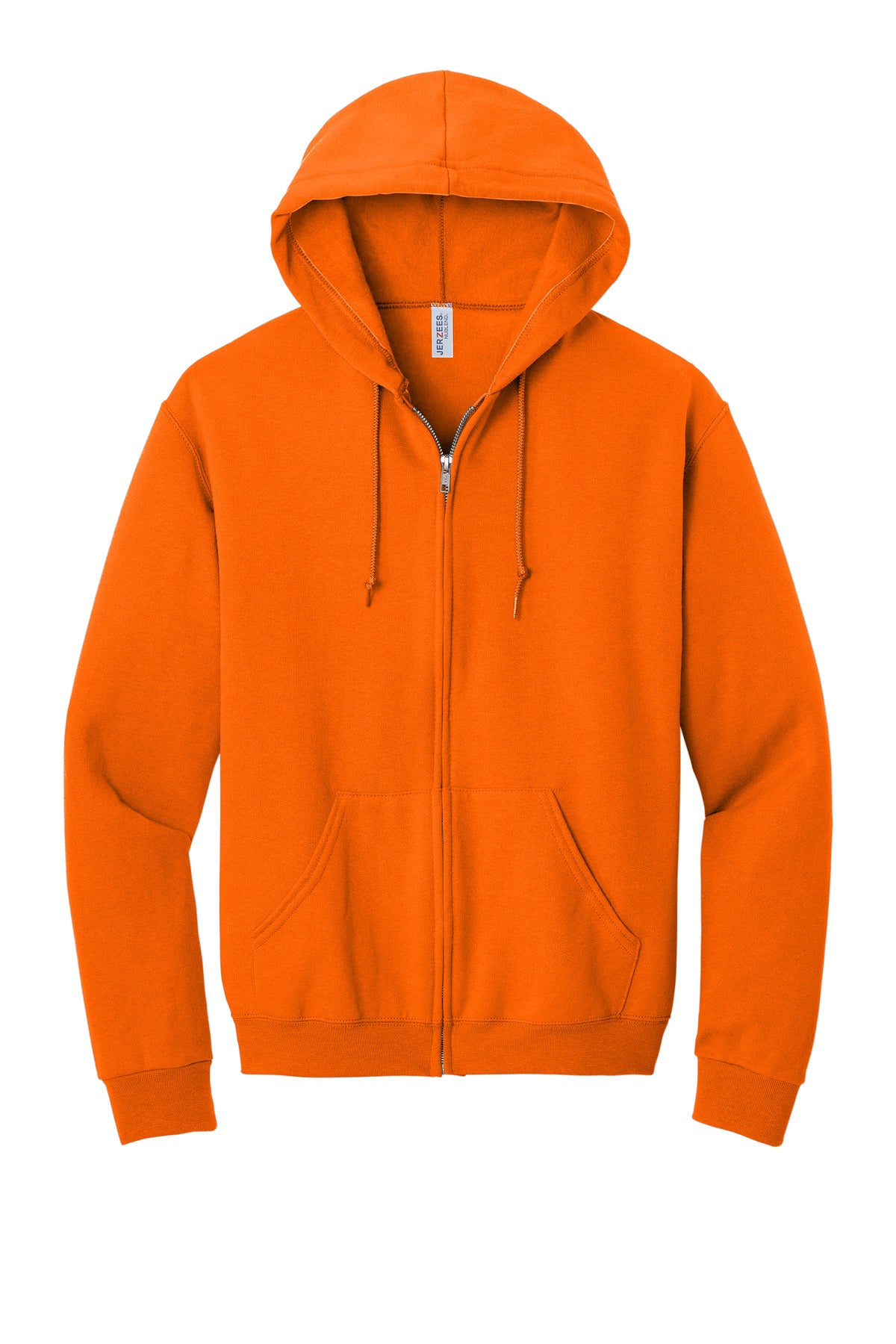 Front View of Safety Orange Jerzees - NuBlend Full-Zip Hooded Sweatshirt. 993M plain