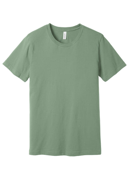 Front View of Sage BELLA+CANVAS Unisex Jersey Short Sleeve Tee. BC3001 plain
