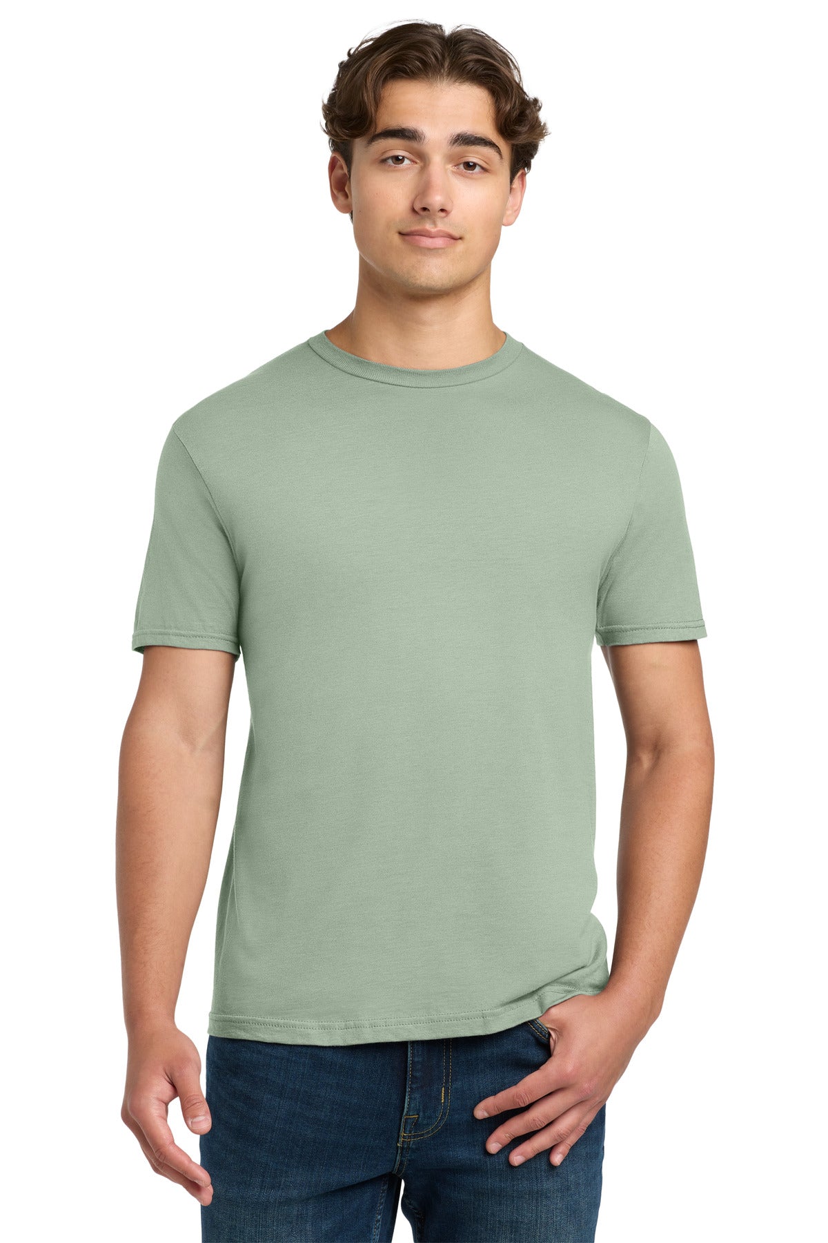 Front View of Sage Gildan Softstyle T-Shirt. 64000 plain