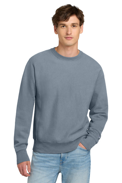 Front View of Saltwater Champion Reverse Weave Garment-Dyed Crewneck Sweatshirt. GDS149 plain