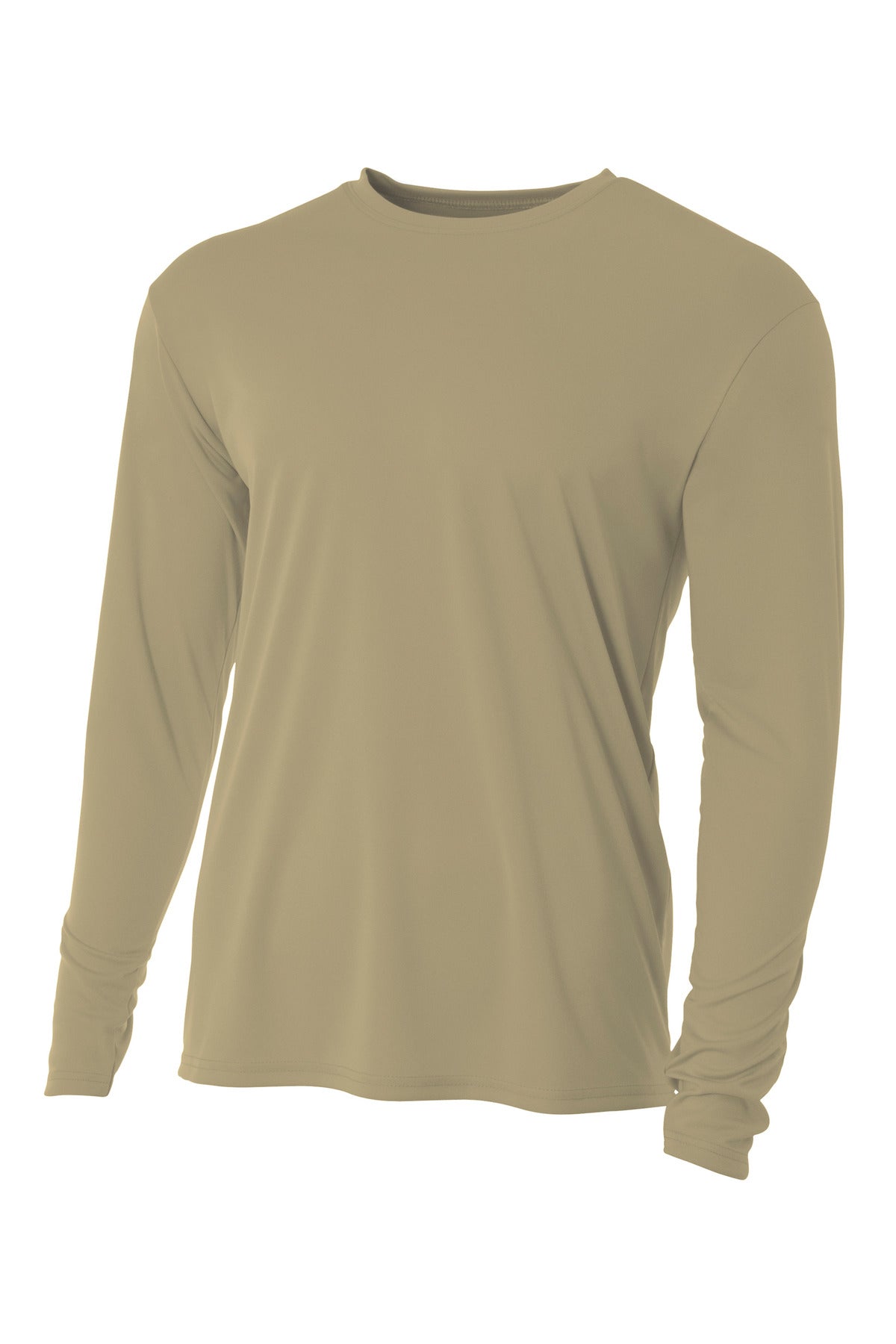 Front View of Sand A4 Cooling Performance Long Sleeve Tee A4N3165 plain