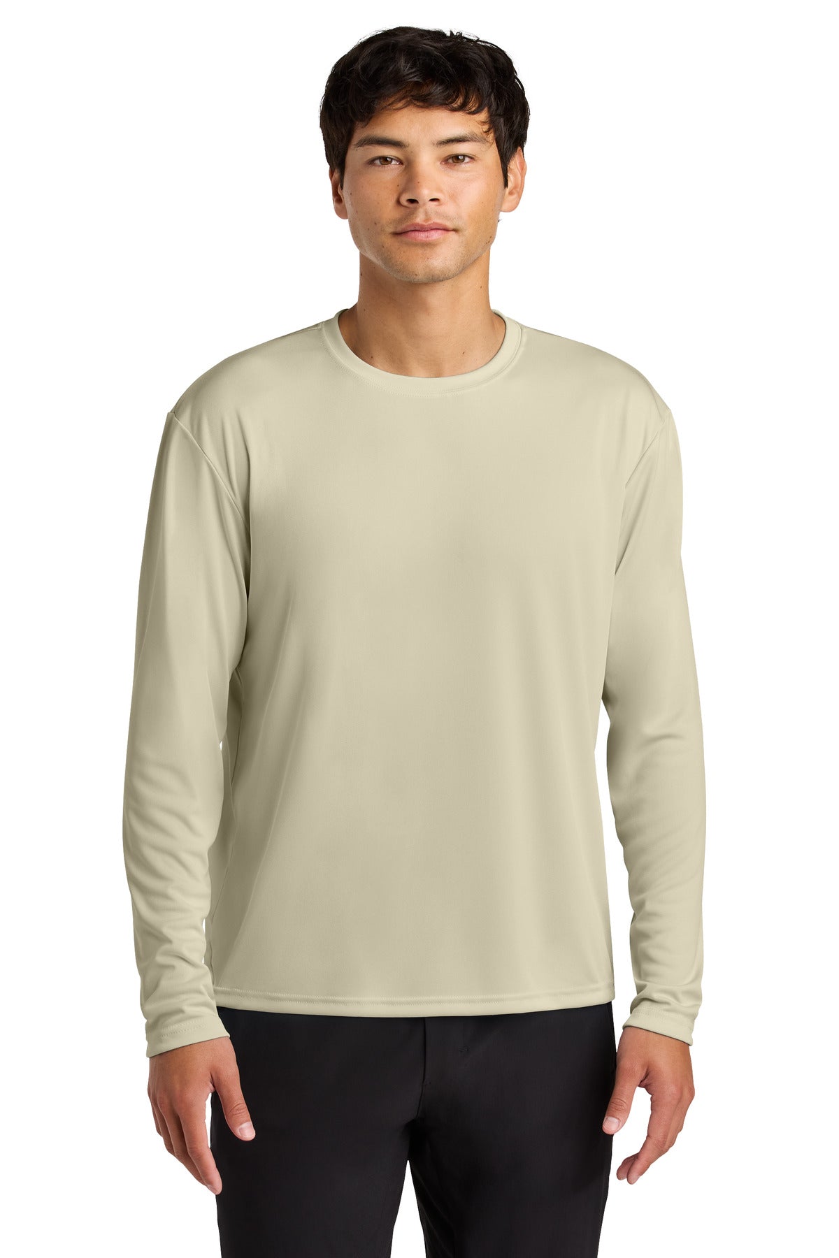 Front View of Sand A4 Cooling Performance Long Sleeve Tee A4N3165 plain