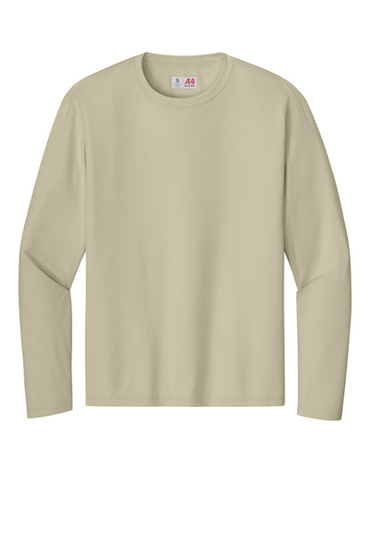 Front View of Sand A4 Cooling Performance Long Sleeve Tee A4N3165 plain
