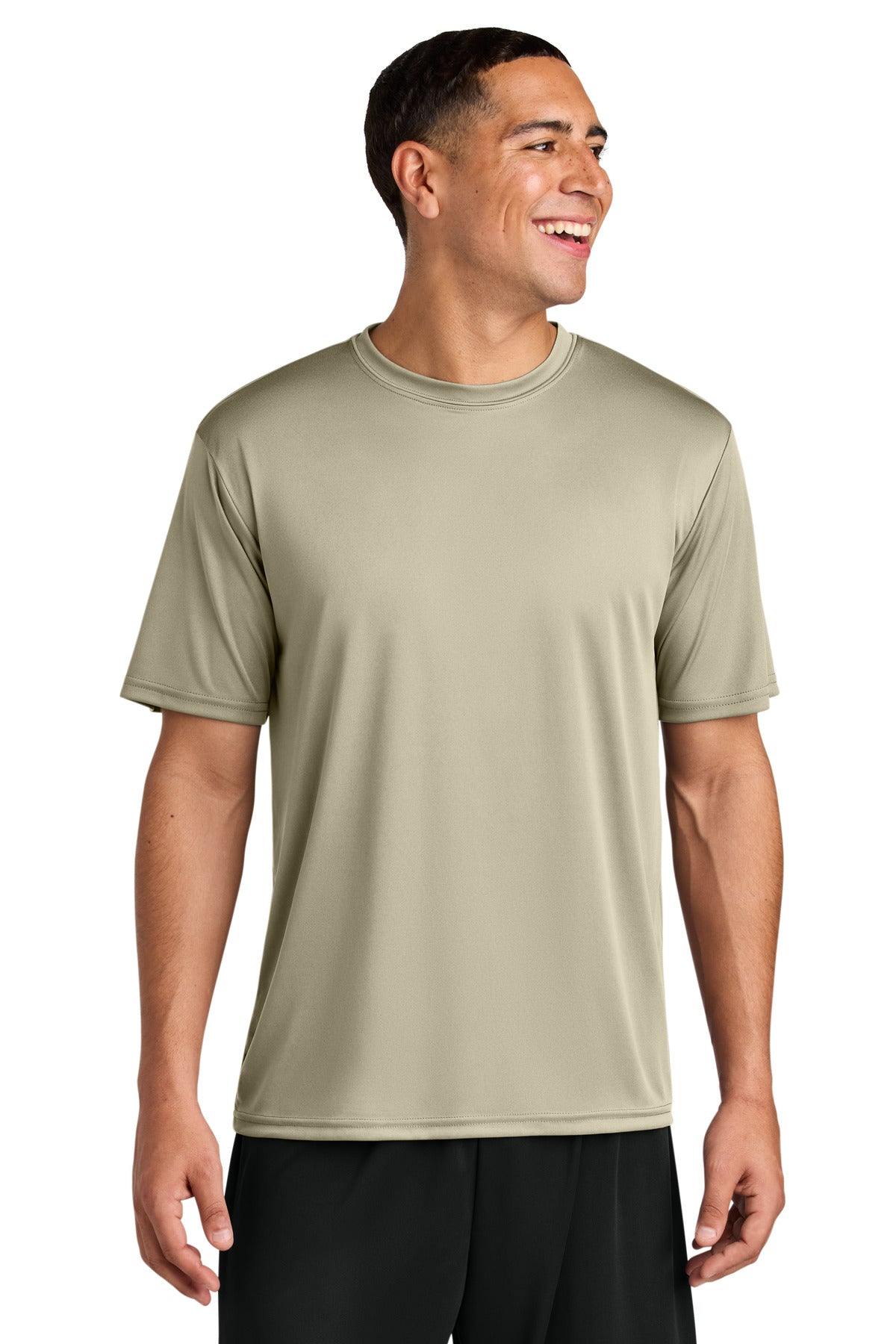 Front View of Sand A4 Cooling Performance Short Sleeve Tee A4N3142 plain