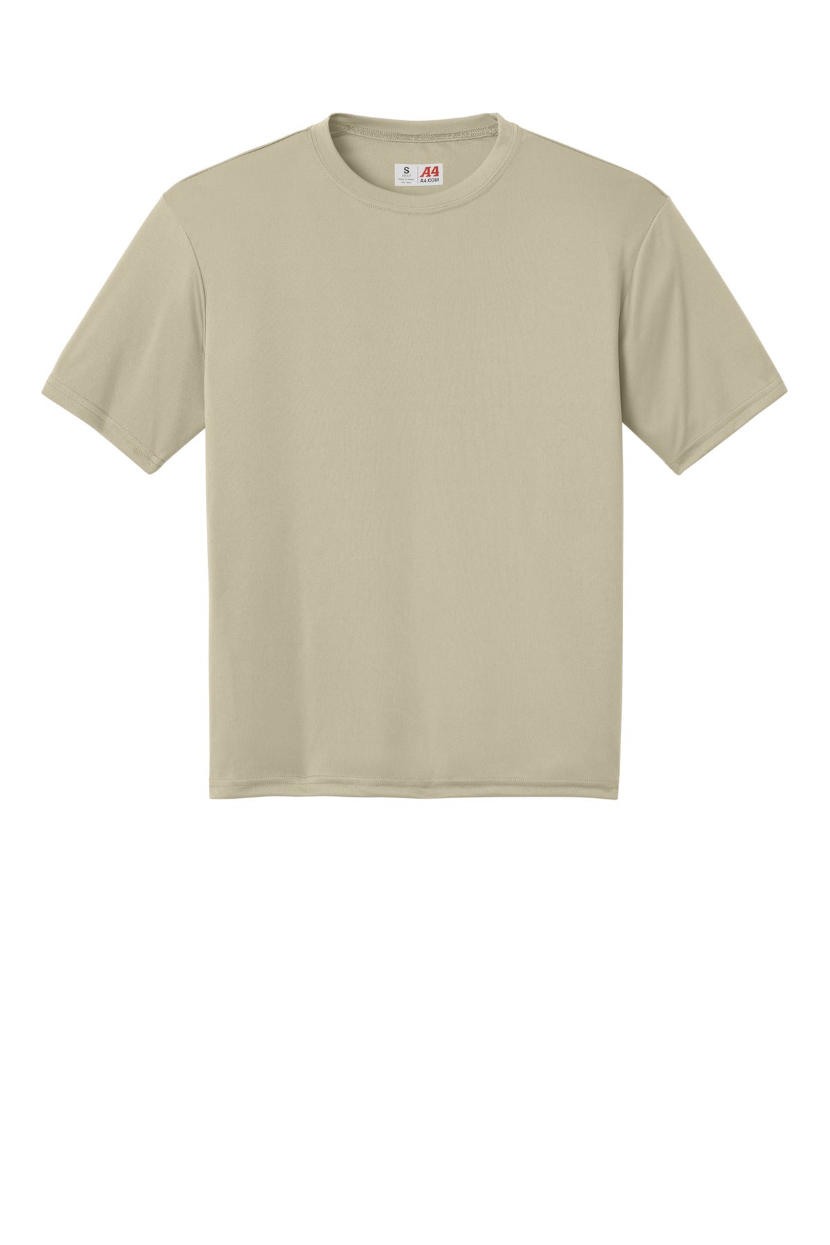 Front View of Sand A4 Cooling Performance Short Sleeve Tee A4N3142 plain