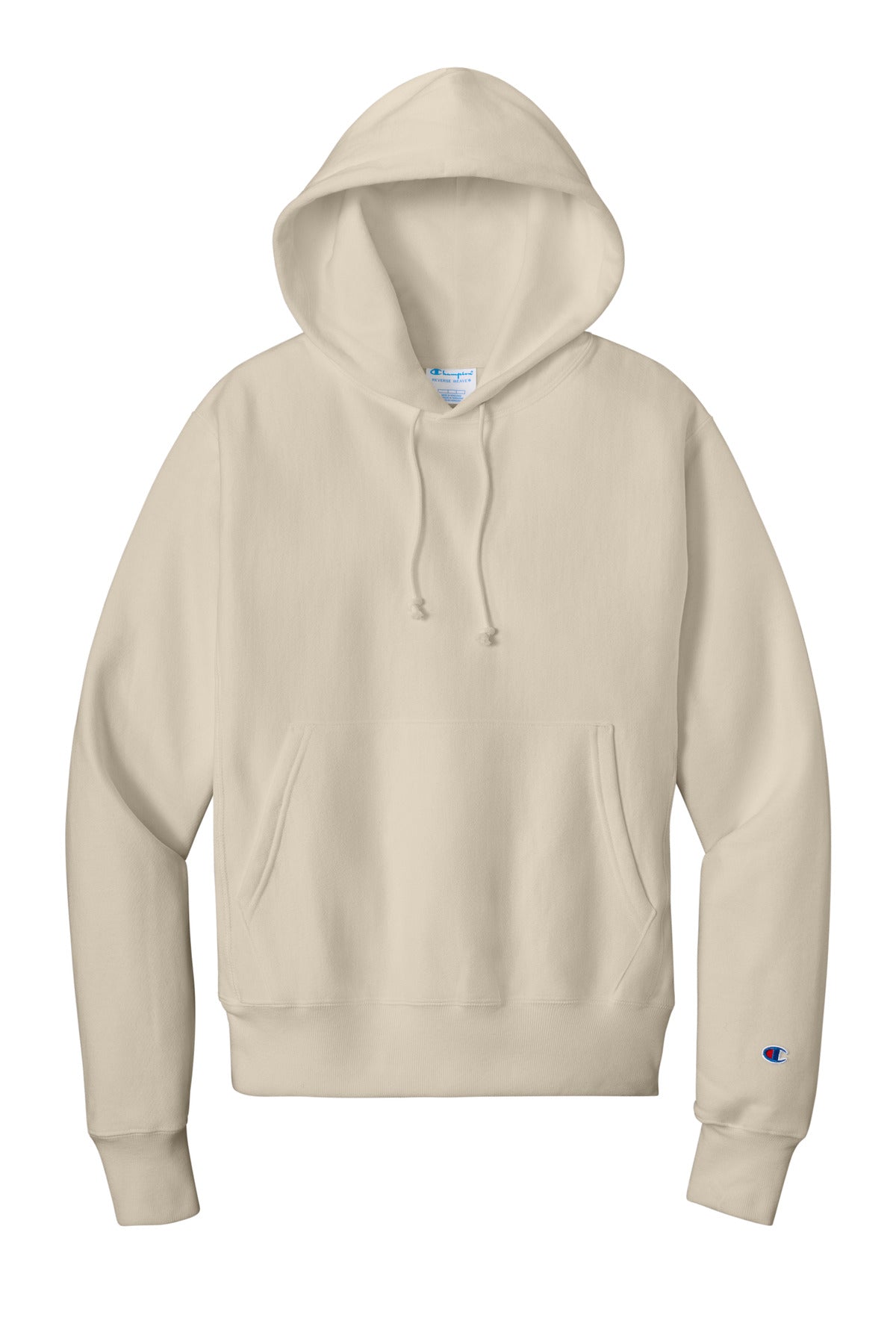 Front View of Sand Champion Reverse Weave Hooded Sweatshirt S101