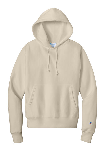 Front View of Sand Champion Reverse Weave Hooded Sweatshirt S101
