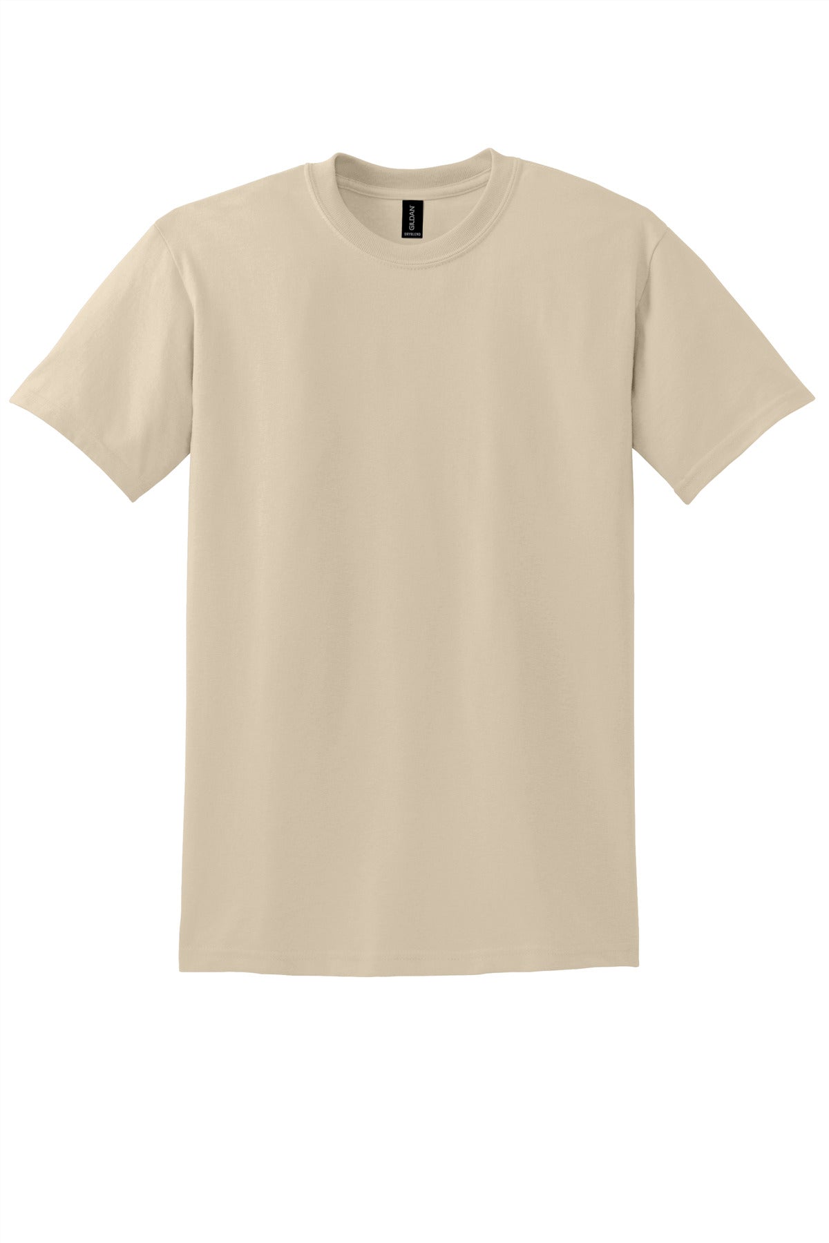 Front View of Sand Gildan DryBlend 50 Cotton/50 Poly T-Shirt. 8000 plain