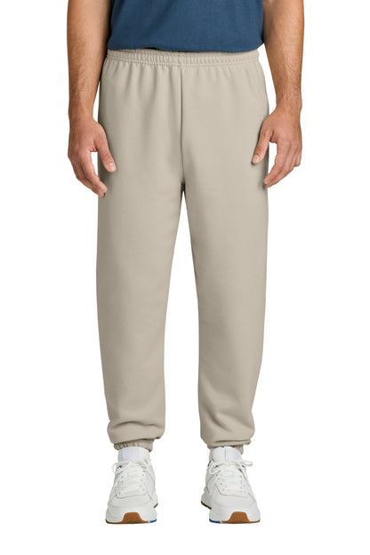 Front View of Sand Gildan Heavy Blend Sweatpant. 18200 plain
