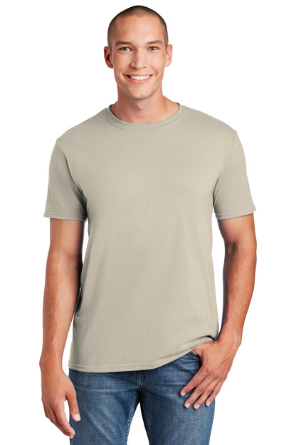 Front View of Sand Gildan Softstyle T-Shirt. 64000 plain