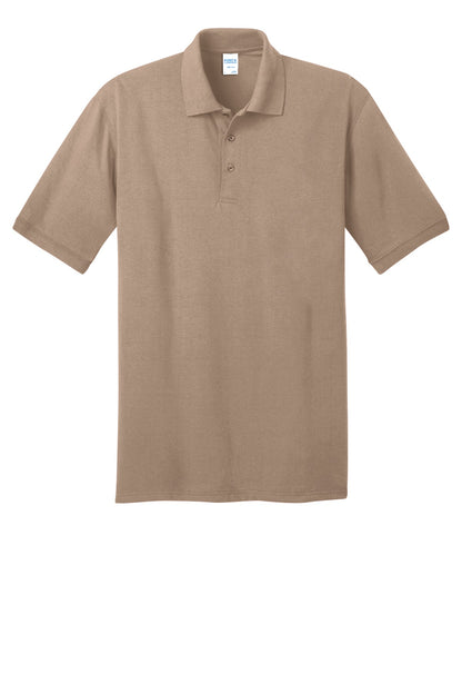 Front View of Sand Port & Co Core Blend Jersey Knit Polo. KP55 plain