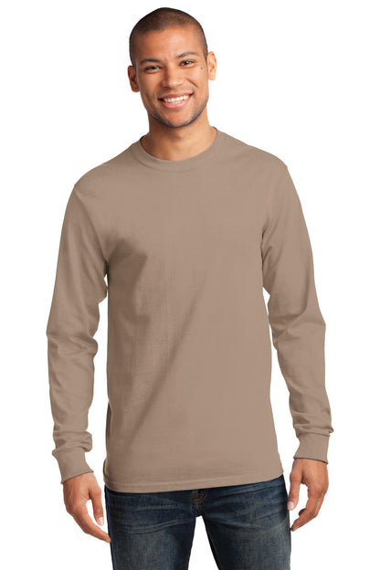 Front View of Sand Port & Co Long Sleeve Essential Tee. PC61LS plain