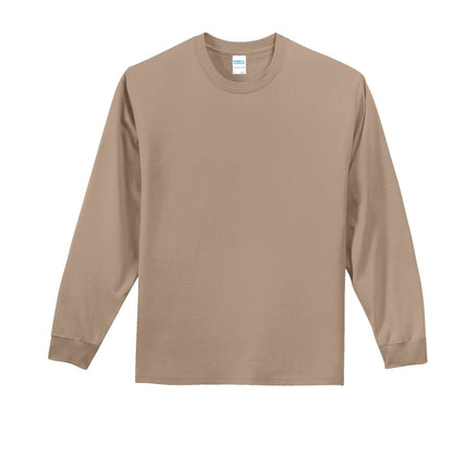 Front View of Sand Port & Co Long Sleeve Essential Tee. PC61LS plain