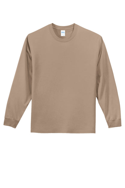 Front View of Sand Port & Co Long Sleeve Essential Tee. PC61LS plain