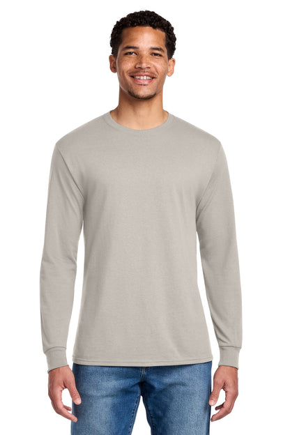 Front View of Sandstone Jerzees - Dri-Power 50/50 Cotton/Poly Long Sleeve T-Shirt. 29LS plain