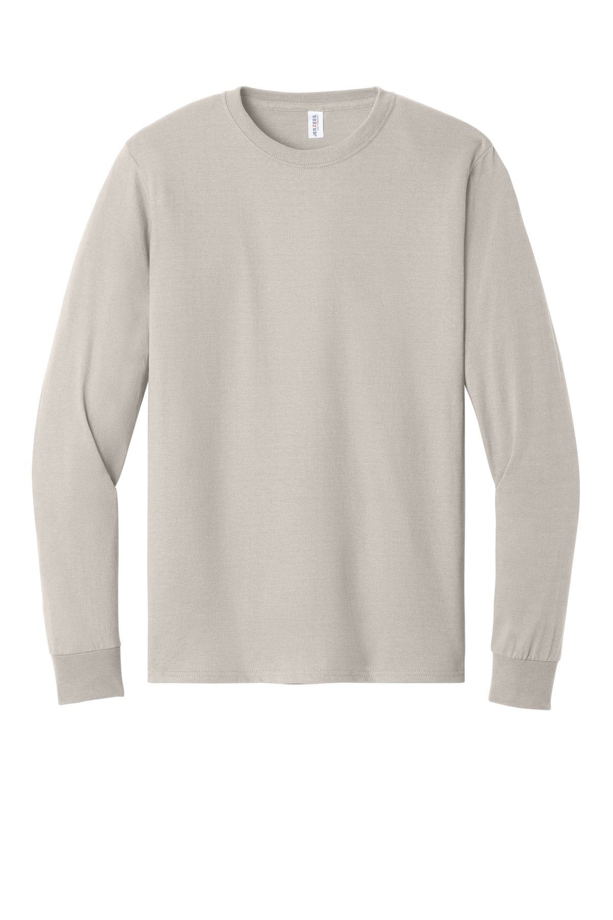 Front View of Sandstone Jerzees - Dri-Power 50/50 Cotton/Poly Long Sleeve T-Shirt. 29LS plain