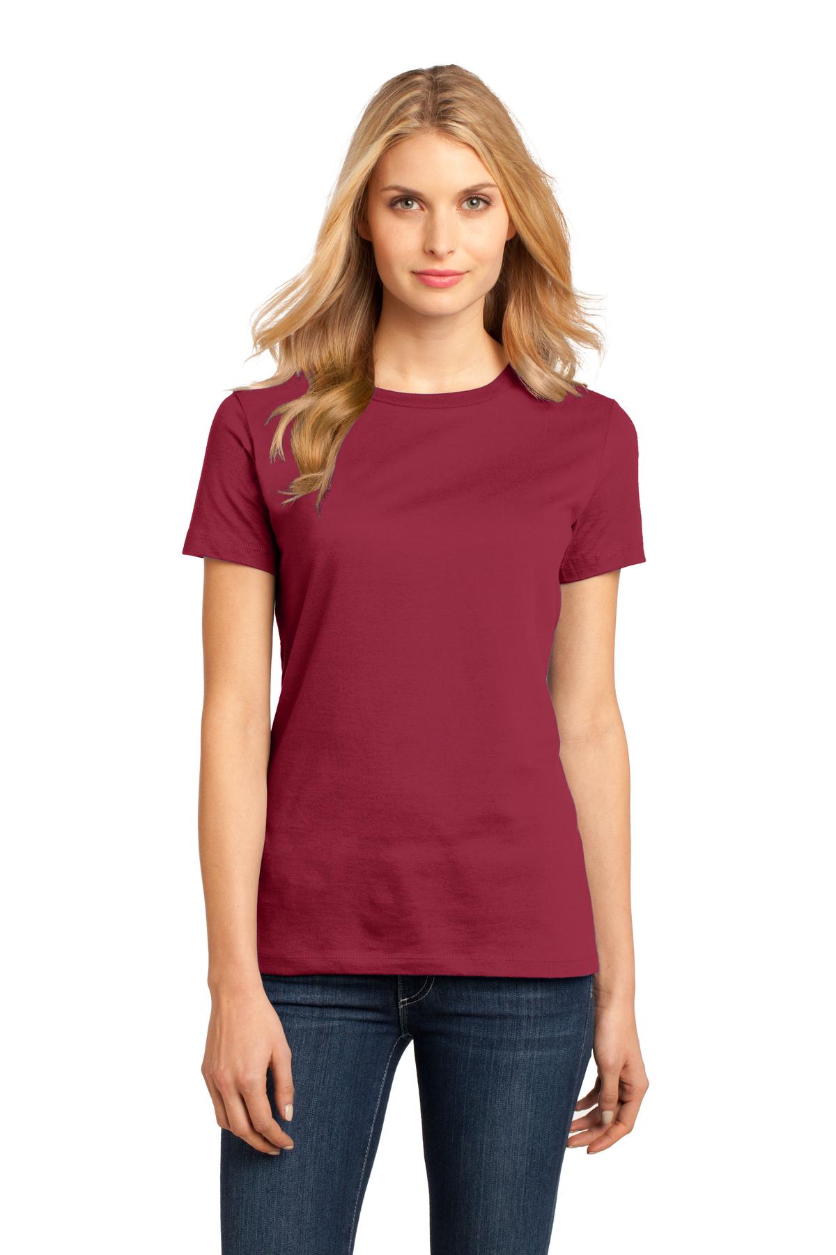 Front View of Sangria District Women's Perfect Weight Tee. DM104L plain