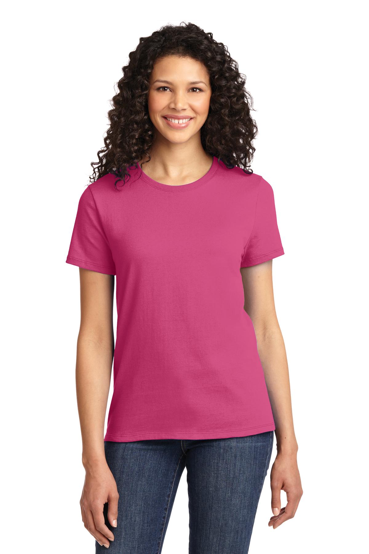 Front View of Sangria Port & Co Women's Essential Tee. LPC61 plain