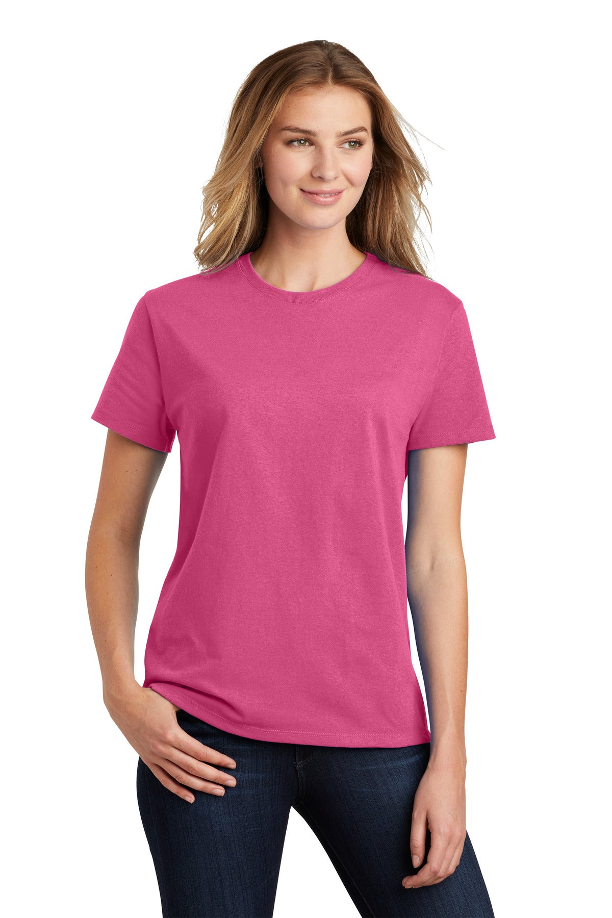 Front View of Sangria Port & Co Women's Essential Tee. LPC61 plain