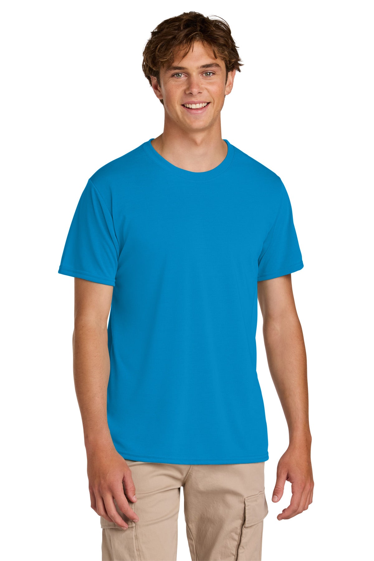 Front View of Sapphire Gildan Gildan Performance T-Shirt. 42000 plain