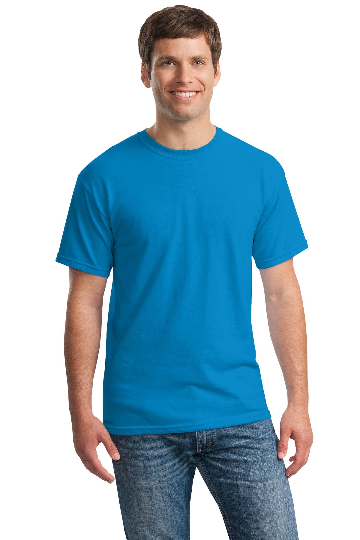 Front View of Sapphire Gildan - Heavy Cotton 100% Cotton T-Shirt. 5000 plain