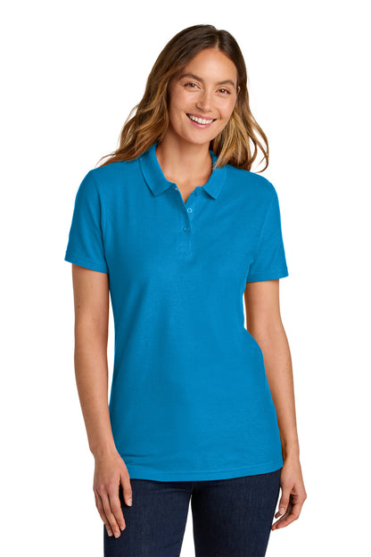 Front View of Sapphire Gildan Softstyle Women's Pique Polo 64800L plain