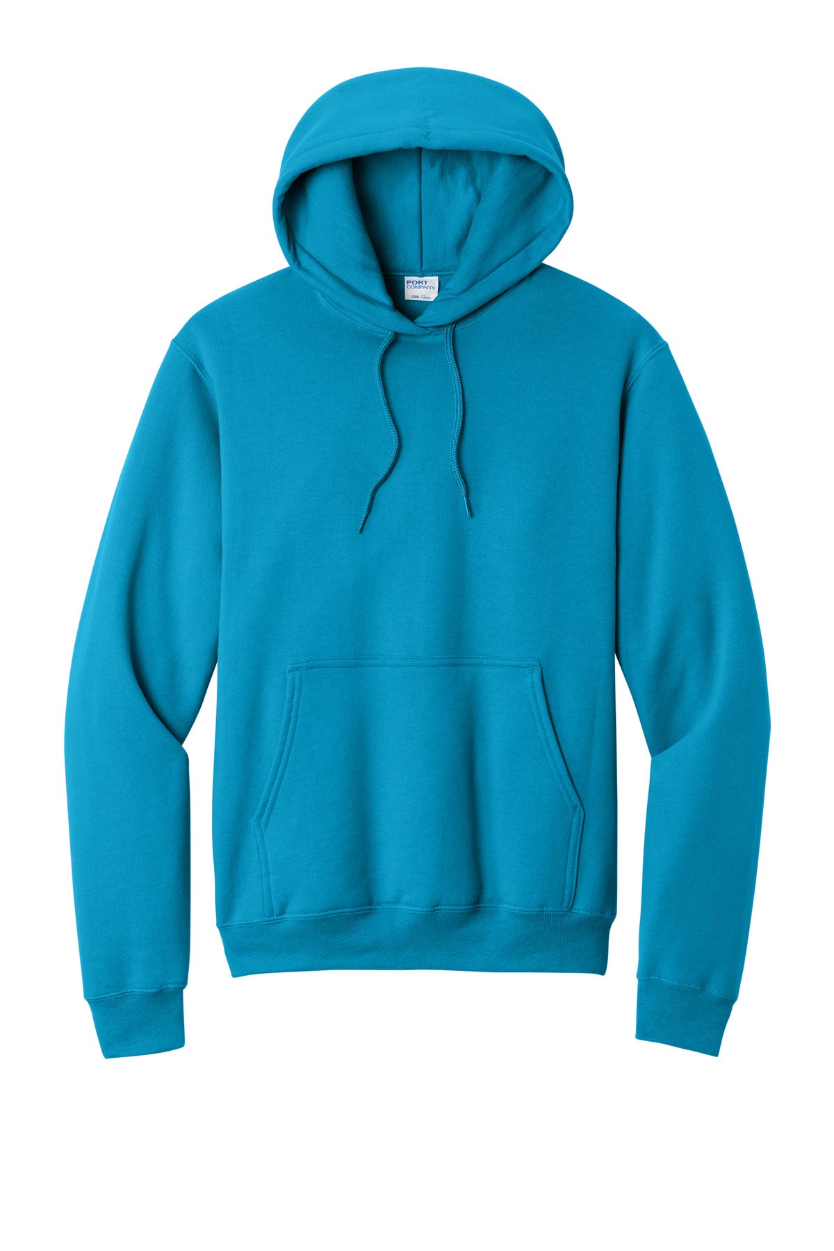 Front View of Sapphire Port & Co Core Fleece Pullover Hooded Sweatshirt. PC78H plain
