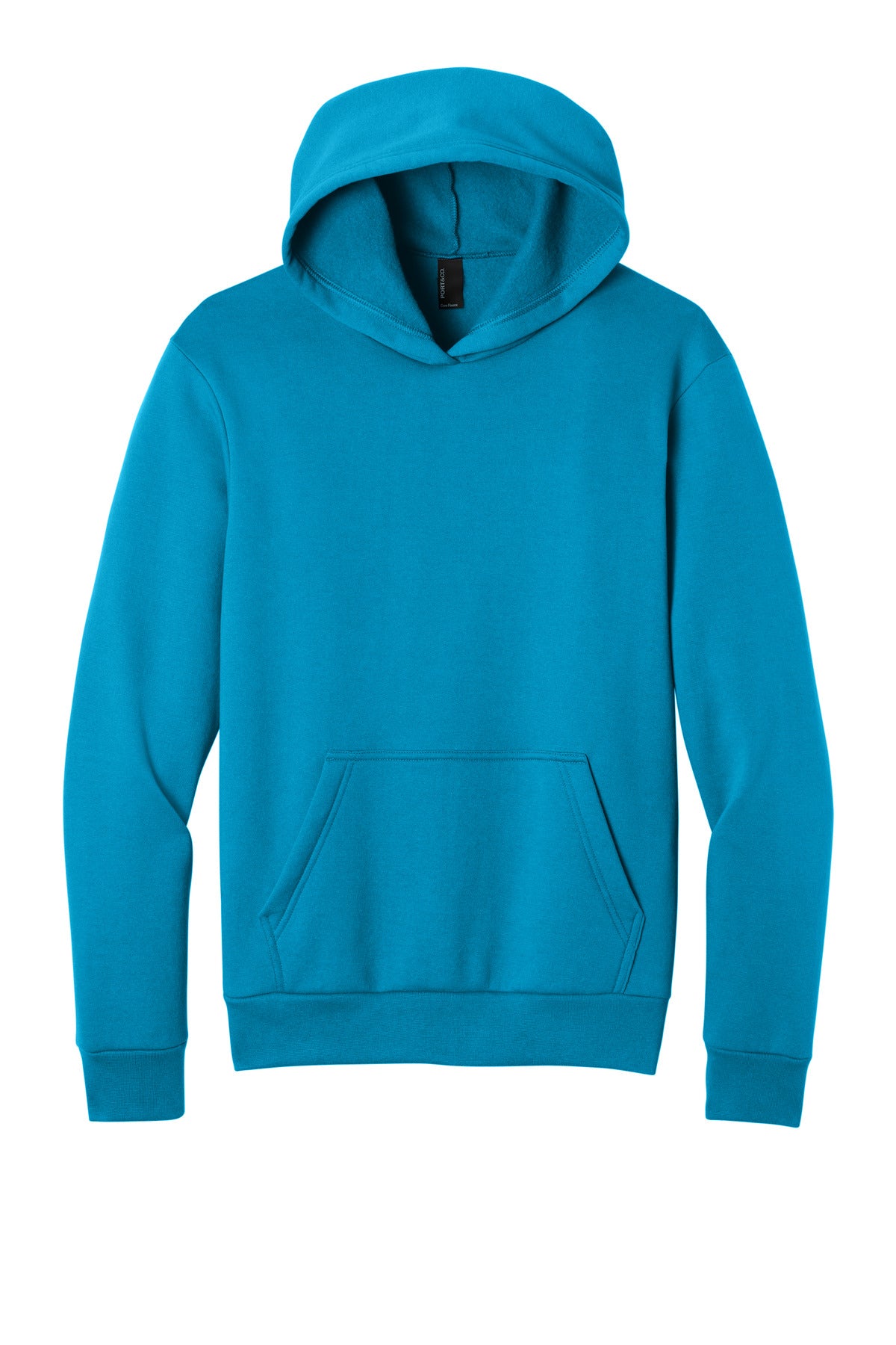 Front View of Sapphire Port & Co Easy Fleece Pullover Hooded Sweatshirt PC68H plain