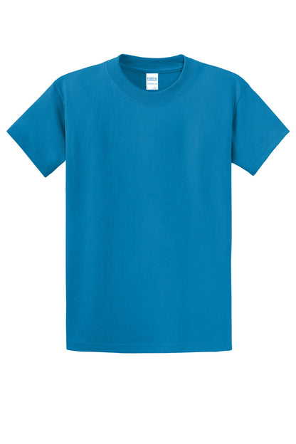 Front View of Sapphire Port & Co Essential Tee. PC61 plain