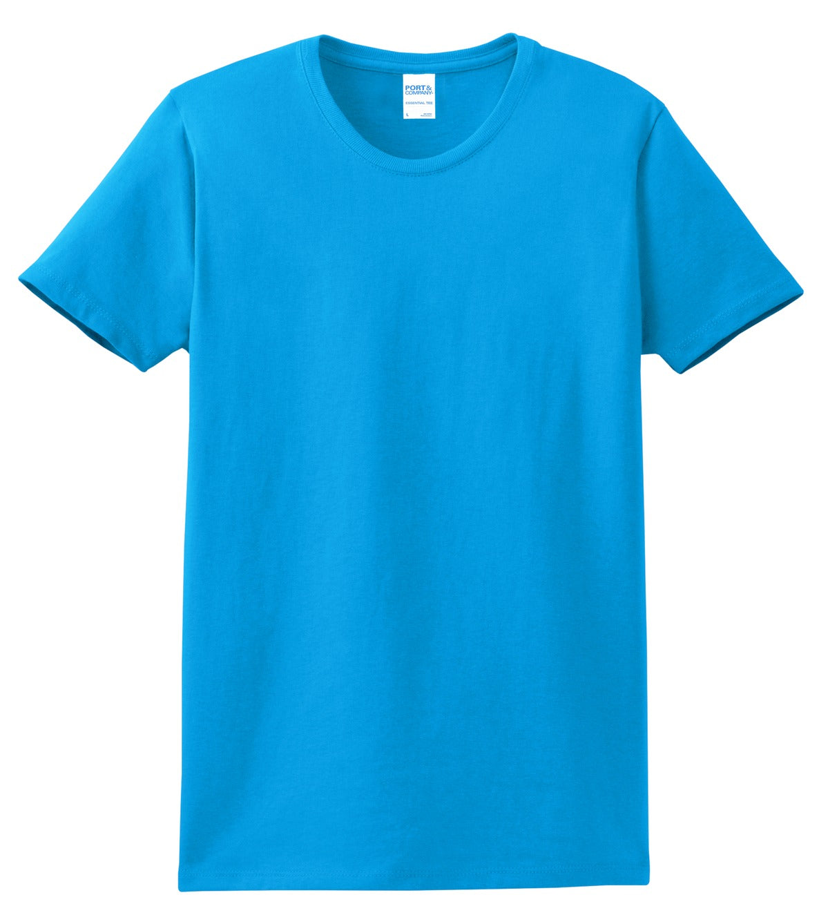 Front View of Sapphire Port & Co Women's Essential Tee. LPC61 plain