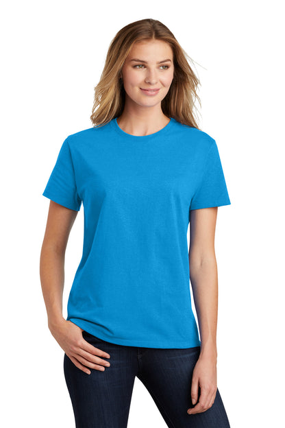 Front View of Sapphire Port & Co Women's Essential Tee. LPC61 plain
