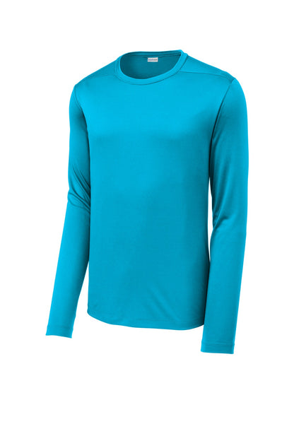 Front View of Sapphire Sport-Tek Posi-UV Pro Long Sleeve Tee. ST420LS plain
