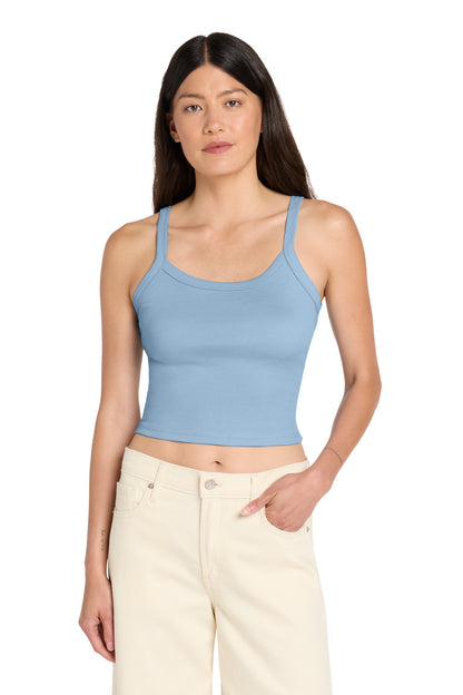 Front View of SBbyBBlend BELLA+CANVAS Women's Micro Rib Spaghetti Strap Tank BC1012 plain