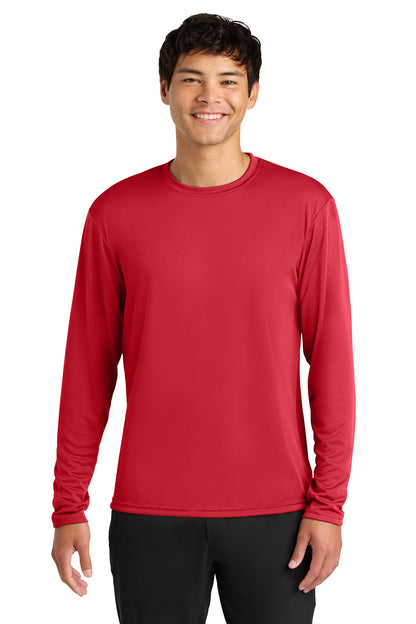 Front View of Scarlet A4 Cooling Performance Long Sleeve Tee A4N3165 plain