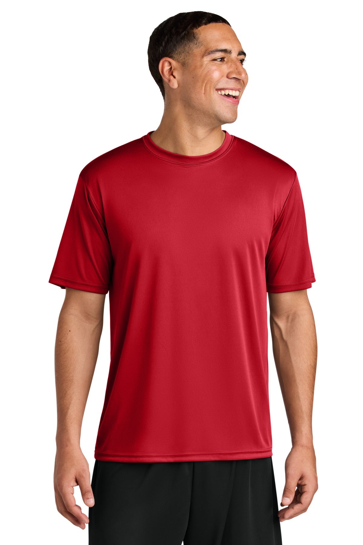 Front View of Scarlet A4 Cooling Performance Short Sleeve Tee A4N3142 plain