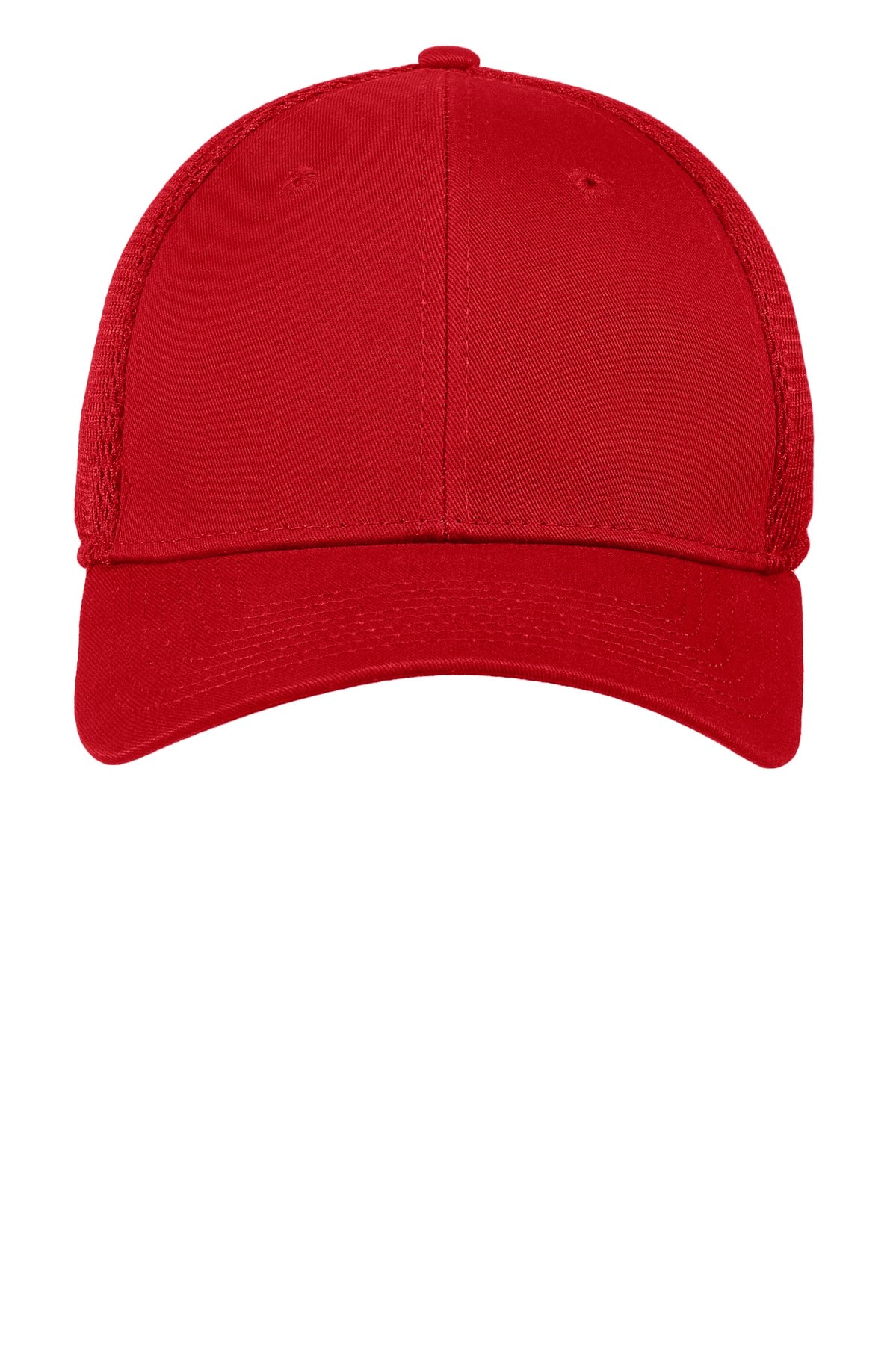 Front View of Scarlet Rd/Red New Era - Stretch Mesh Cap. NE1020 plain