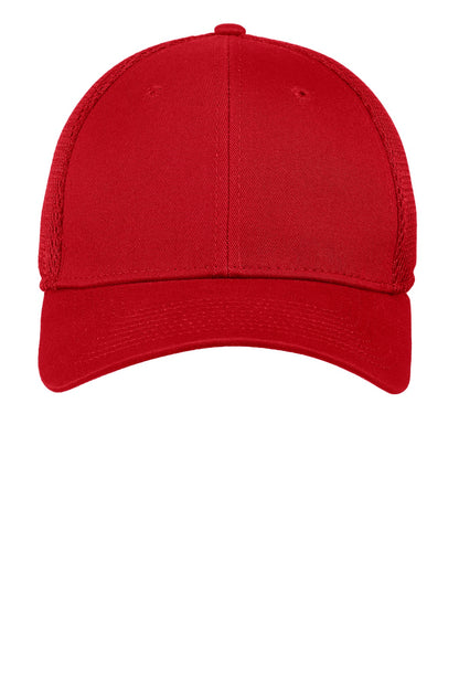 Front View of Scarlet Rd/Red New Era - Stretch Mesh Cap. NE1020 plain