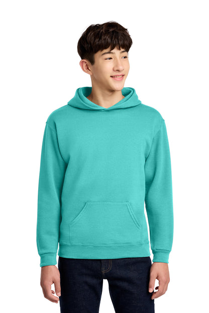 Front View of ScubaBlue Jerzees - Youth NuBlend Pullover Hooded Sweatshirt. 996Y plain