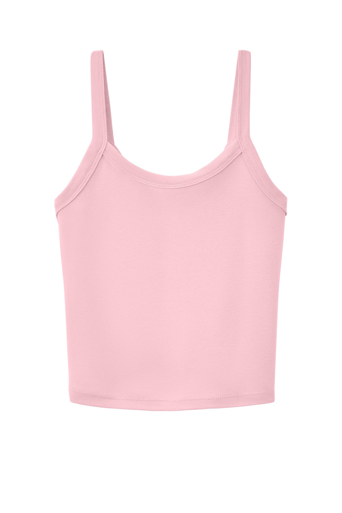 Front View of SdPnkBlend BELLA+CANVAS Women's Micro Rib Spaghetti Strap Tank BC1012 plain