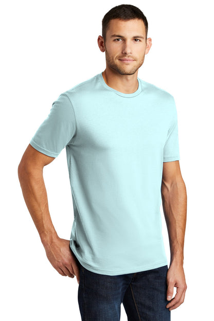 Front View of Seaglass Blue District Perfect Weight Tee. DT104 plain