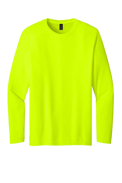 Front View of SftyGrn Gildan Performance Long Sleeve T-Shirt. 42400 plain