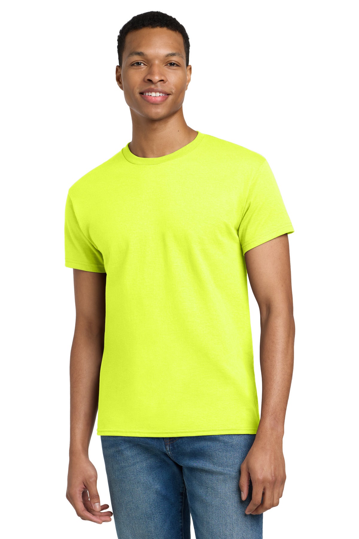 Front View of SftyGrn Gildan Tall 100% US Cotton T-Shirt 2000T plain