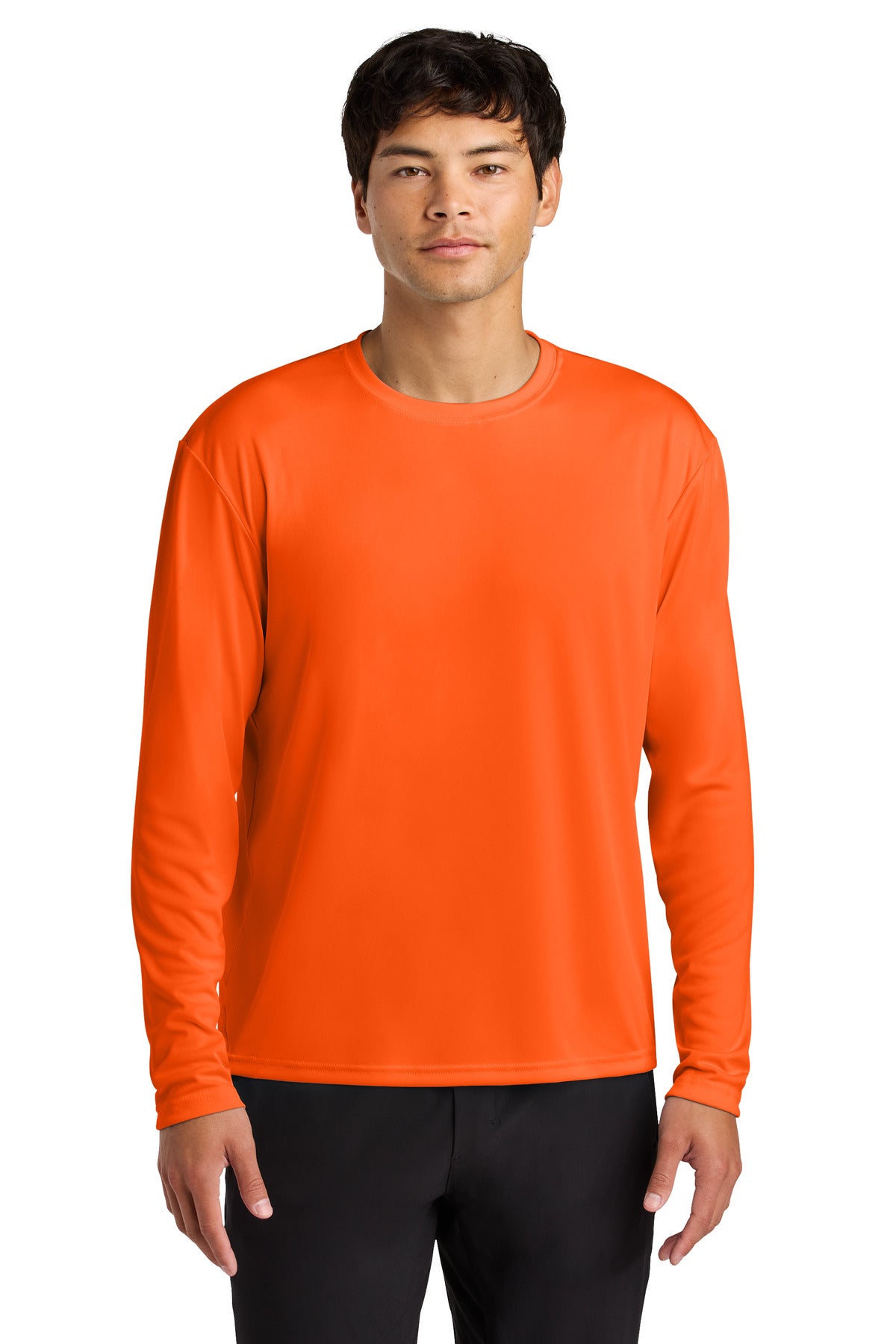 Front View of SftyOrg A4 Cooling Performance Long Sleeve Tee A4N3165 plain