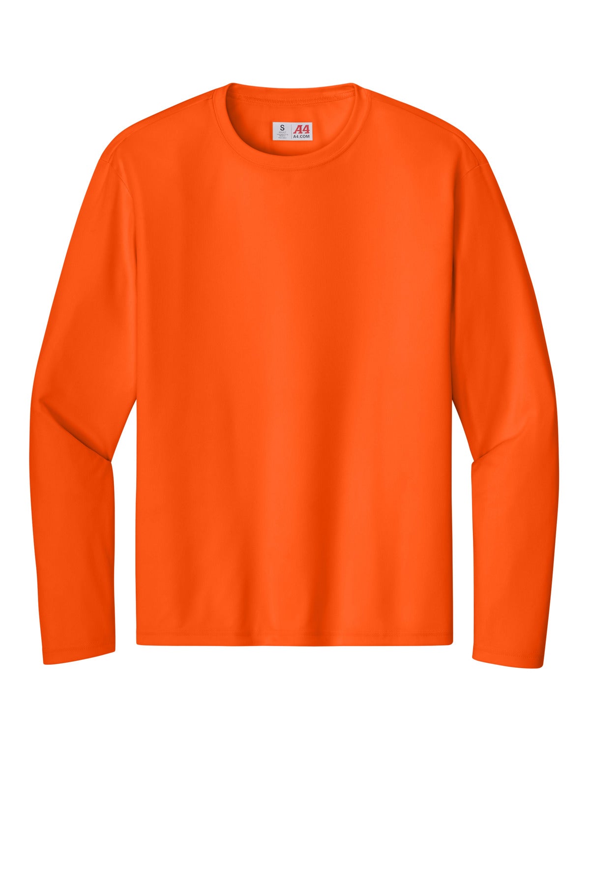 Front View of SftyOrg A4 Cooling Performance Long Sleeve Tee A4N3165 plain