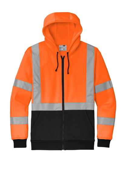 Front View of SftyOrg CornerStone A107 Class 3 Heavy-Duty Fleece Full-Zip Hoodie CSF300 plain