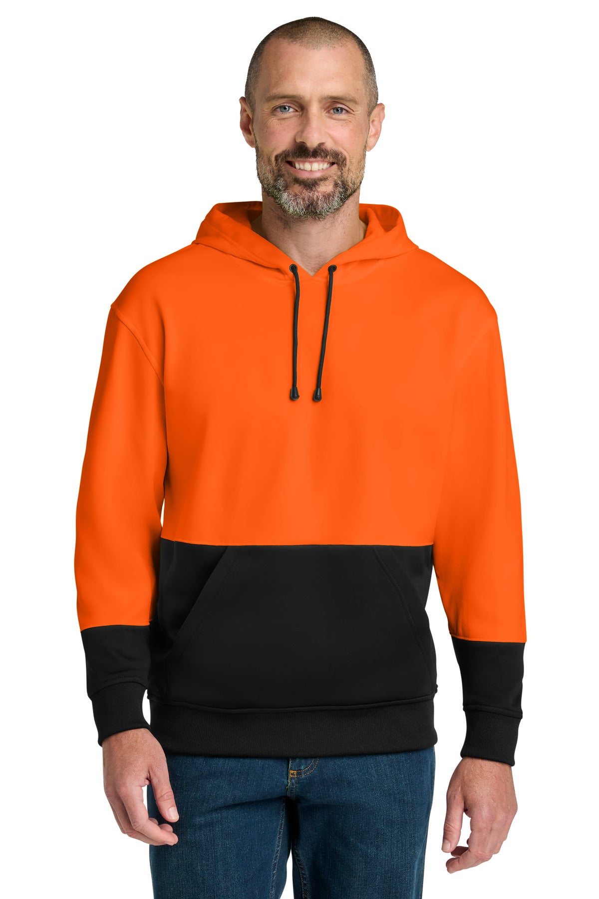 Front View of SftyOrg CornerStone Enhanced Visibility Fleece Pullover Hoodie CSF01 plain