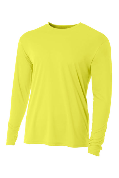 Front View of SftyYellow A4 Cooling Performance Long Sleeve Tee A4N3165 plain